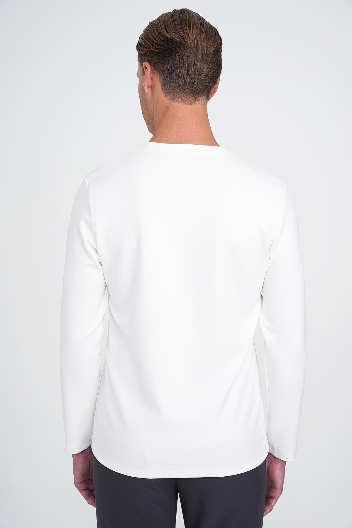 Ts 892 Slim Fit Ekru Spor T-shirt