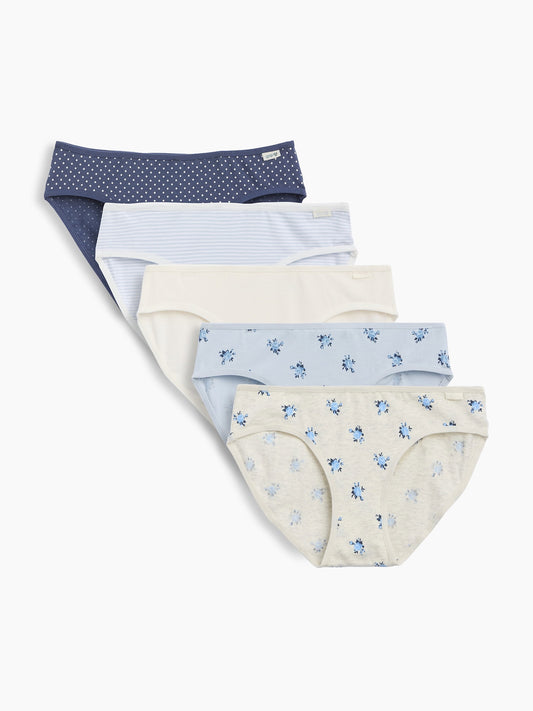 Mavi Organik Stretch Pamuk Bikini Külot (5'li)