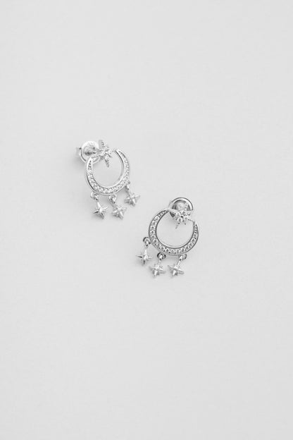 Gece Işıltısı 18 Ayar Beyaz Altın Kaplama Gümüş Küpe 5024310199