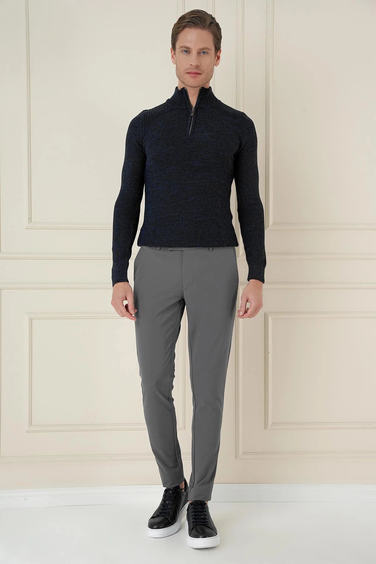 P 1144 Slim Fit Füme Klasik Pantolon