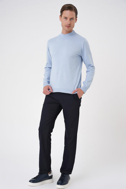 Tr 876 Slim Fit Mavi Klasik Triko