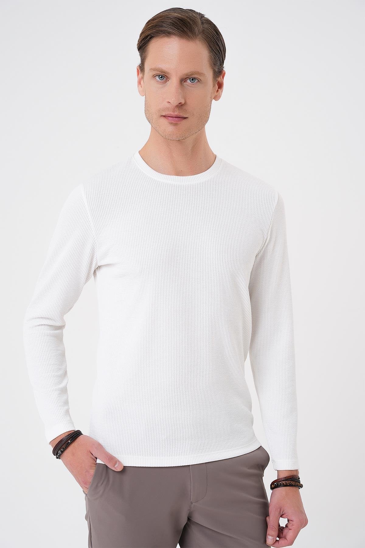Ts 887 Slim Fit Beyaz T-shirt