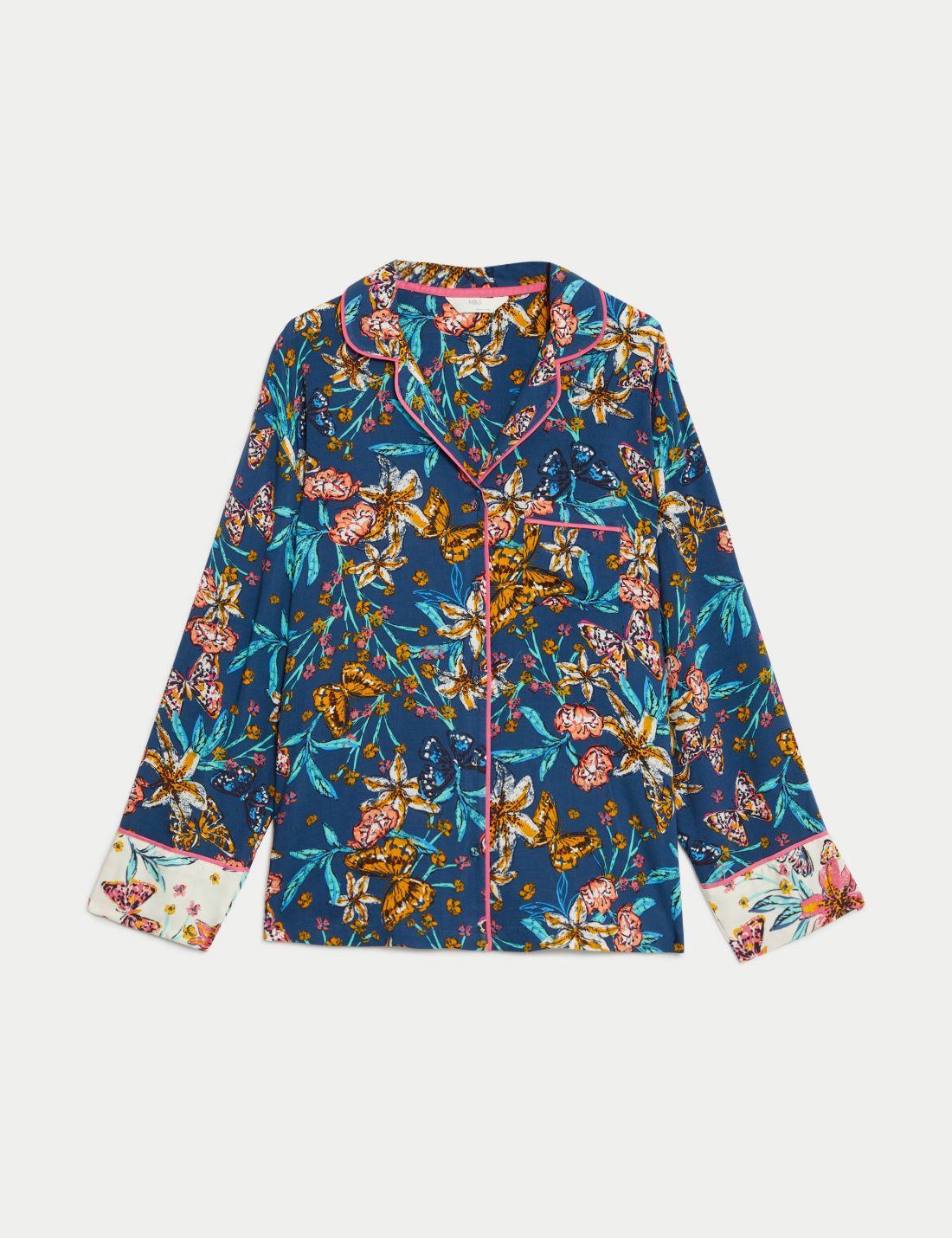 Kelebek Desenli Uzun Kollu Pijama Üstü