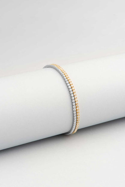 Çift Sıra Su Yolu 18 Ayar Mix Altın Kaplama Gümüş Ayarlanabilir Bileklik 5030150114