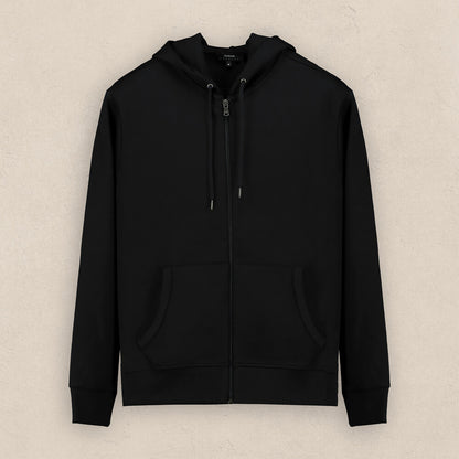 Fermuarlı Kapüşonlu Siyah Sweatshirt