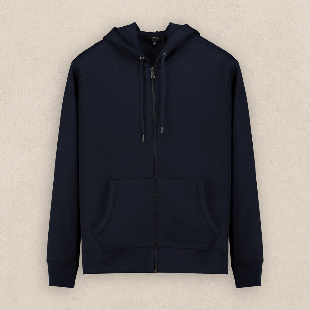 Fermuarlı Kapüşonlu Lacivert Sweatshirt