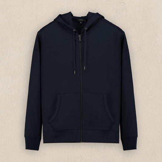 Fermuarlı Kapüşonlu Lacivert Sweatshirt