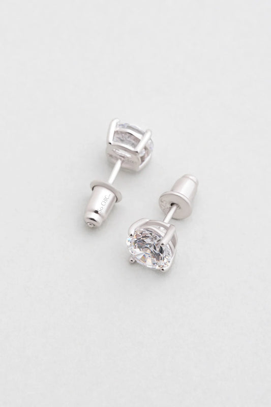 Tektaş 6 Mm 18 Ayar Beyaz Altın Kaplama Gümüş Küpe 5016040199