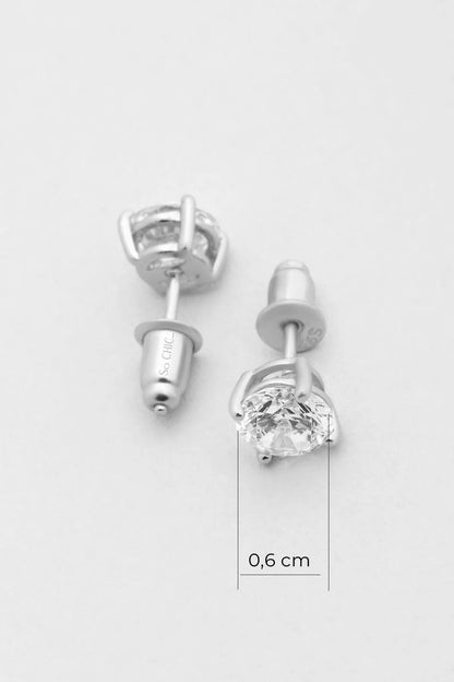 Tektaş 6 Mm 18 Ayar Beyaz Altın Kaplama Gümüş Küpe 5016040199
