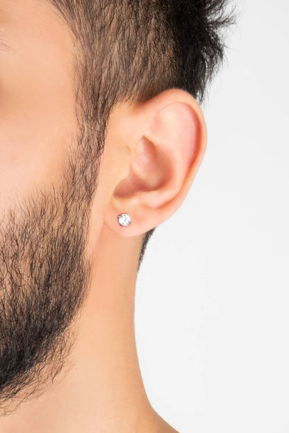 Tektaş 6 Mm 18 Ayar Beyaz Altın Kaplama Gümüş Küpe 5016040199