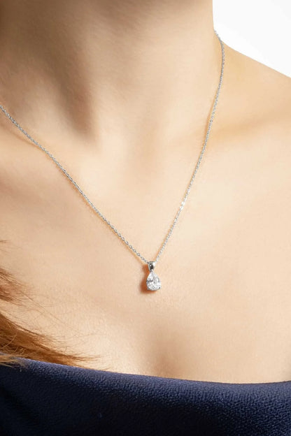 Damla Taşlı 18 Ayar Beyaz Altın Kaplama 42 Cm Gümüş Kolye 5016420199