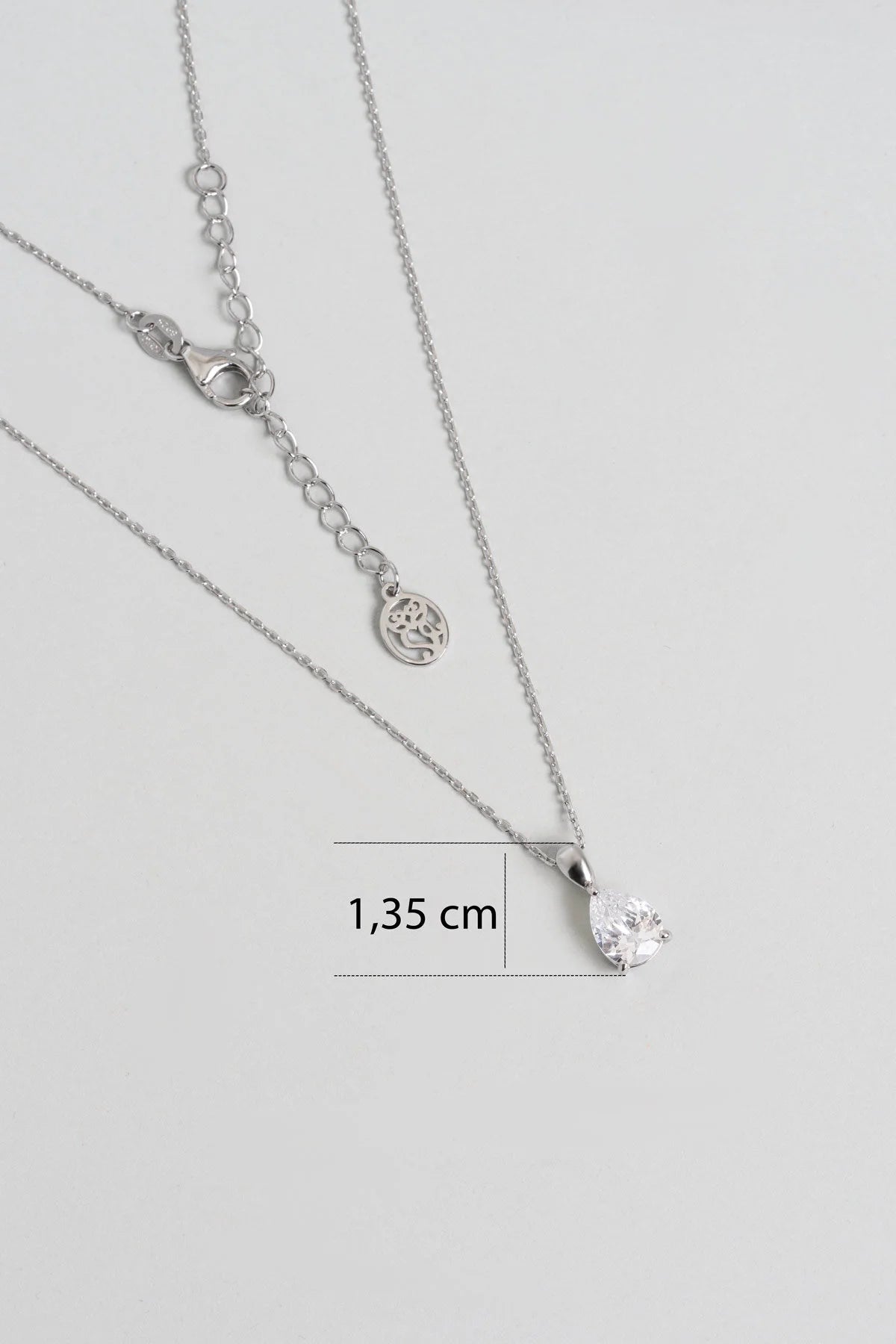 Damla Taşlı 18 Ayar Beyaz Altın Kaplama 42 Cm Gümüş Kolye 5016420199