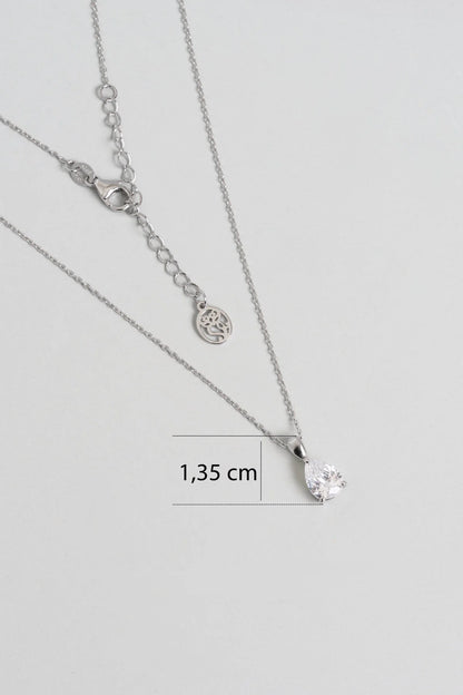 Damla Taşlı 18 Ayar Beyaz Altın Kaplama 42 Cm Gümüş Kolye 5016420199
