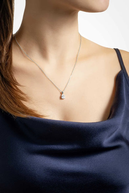 Damla Taşlı 18 Ayar Beyaz Altın Kaplama 42 Cm Gümüş Kolye 5016420199