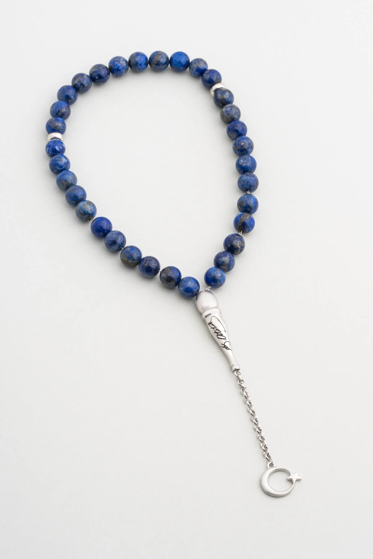 Atatürk Imzalı Doğal Lapis Taşlı 23 Cm Gümüş Tesbih F57256799