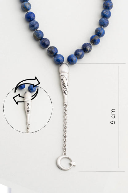 Atatürk Imzalı Doğal Lapis Taşlı 23 Cm Gümüş Tesbih F57256799