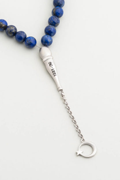 Atatürk Imzalı Doğal Lapis Taşlı 23 Cm Gümüş Tesbih F57256799