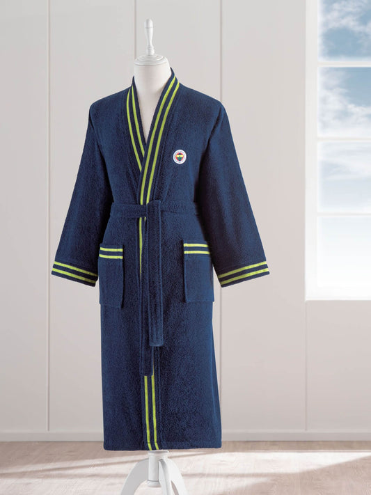 Unisex Lacivert Fenerbahçe Logo Yetişkin Bornoz