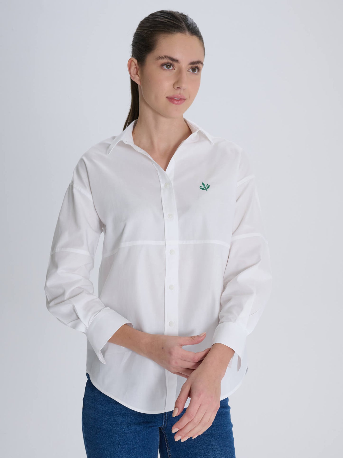 Fenerbahçe Beyaz Oxford Kadın Gömlek