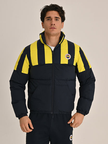 Fenerbahçe Lacivert Çubuklu Erkek Çift Taraflı Mont