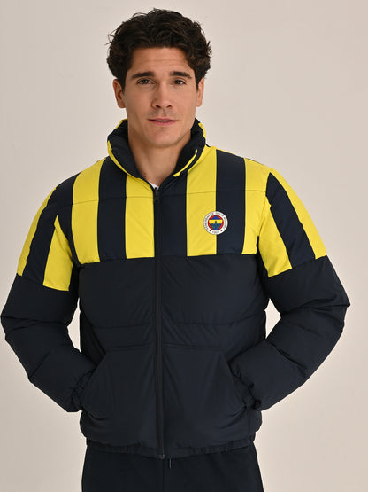 Fenerbahçe Lacivert Çubuklu Erkek Çift Taraflı Mont