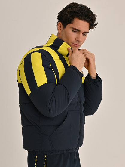 Fenerbahçe Lacivert Çubuklu Erkek Çift Taraflı Mont