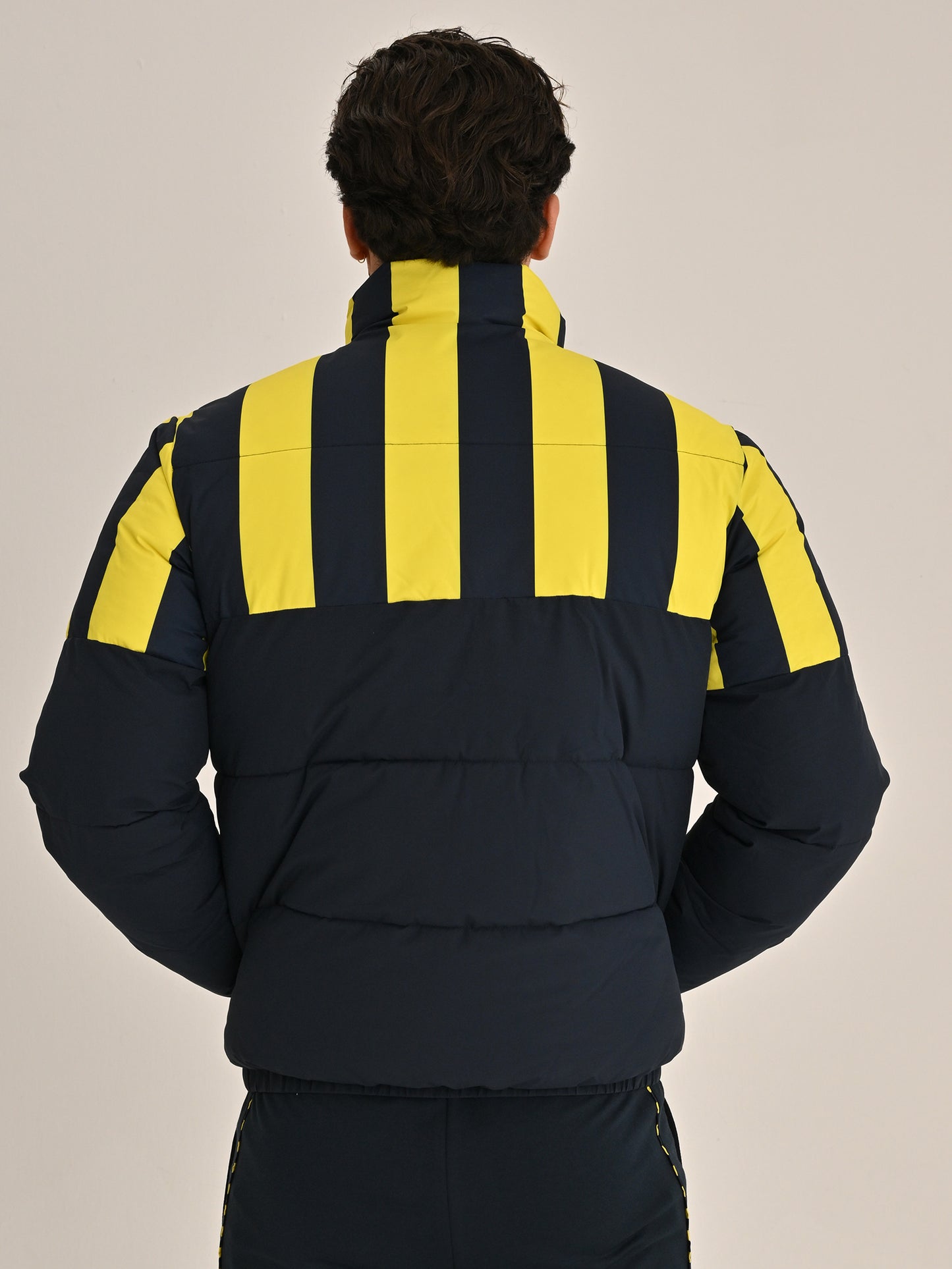 Fenerbahçe Lacivert Çubuklu Erkek Çift Taraflı Mont