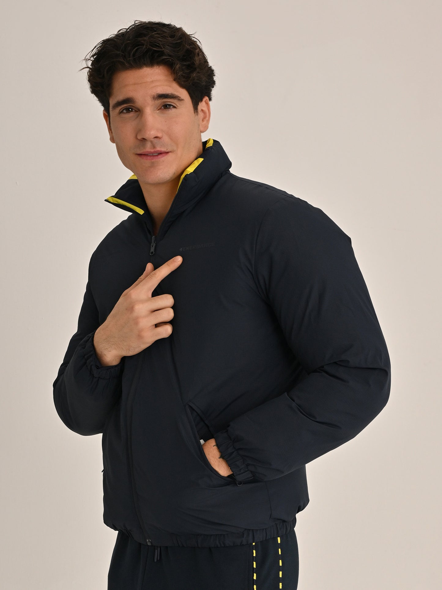 Fenerbahçe Lacivert Çubuklu Erkek Çift Taraflı Mont