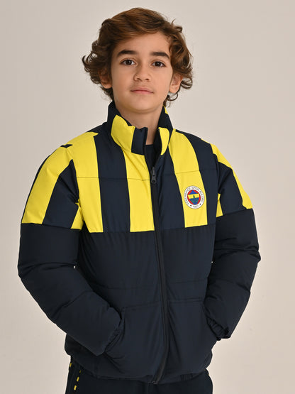Fenerbahçe Lacivert Çubuklu Çocuk Çift Taraflı Mont