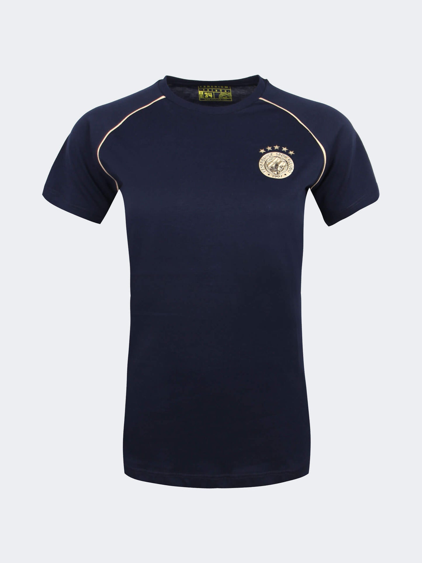 Kadın Lacivert 5 Yıldız Biyeli Gold Logo Tshirt