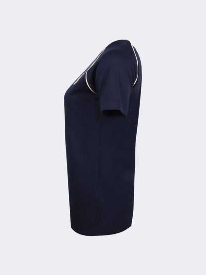 Kadın Lacivert 5 Yıldız Biyeli Gold Logo Tshirt