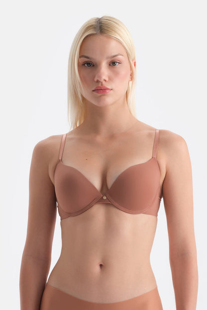 Kahverengi Blossom Balenli Push-up Sütyen