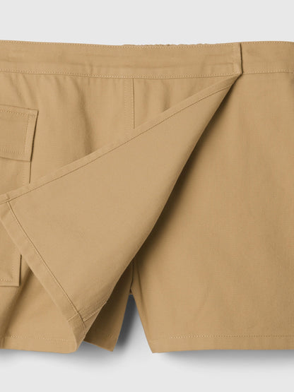 Kahverengi Utility Wrap Şort Etek