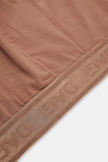 Açık Kahve-lacivert 2'li Düz Micro Modal Boxer