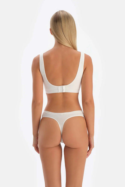 Kırık Beyaz Micromodal Thong Külot