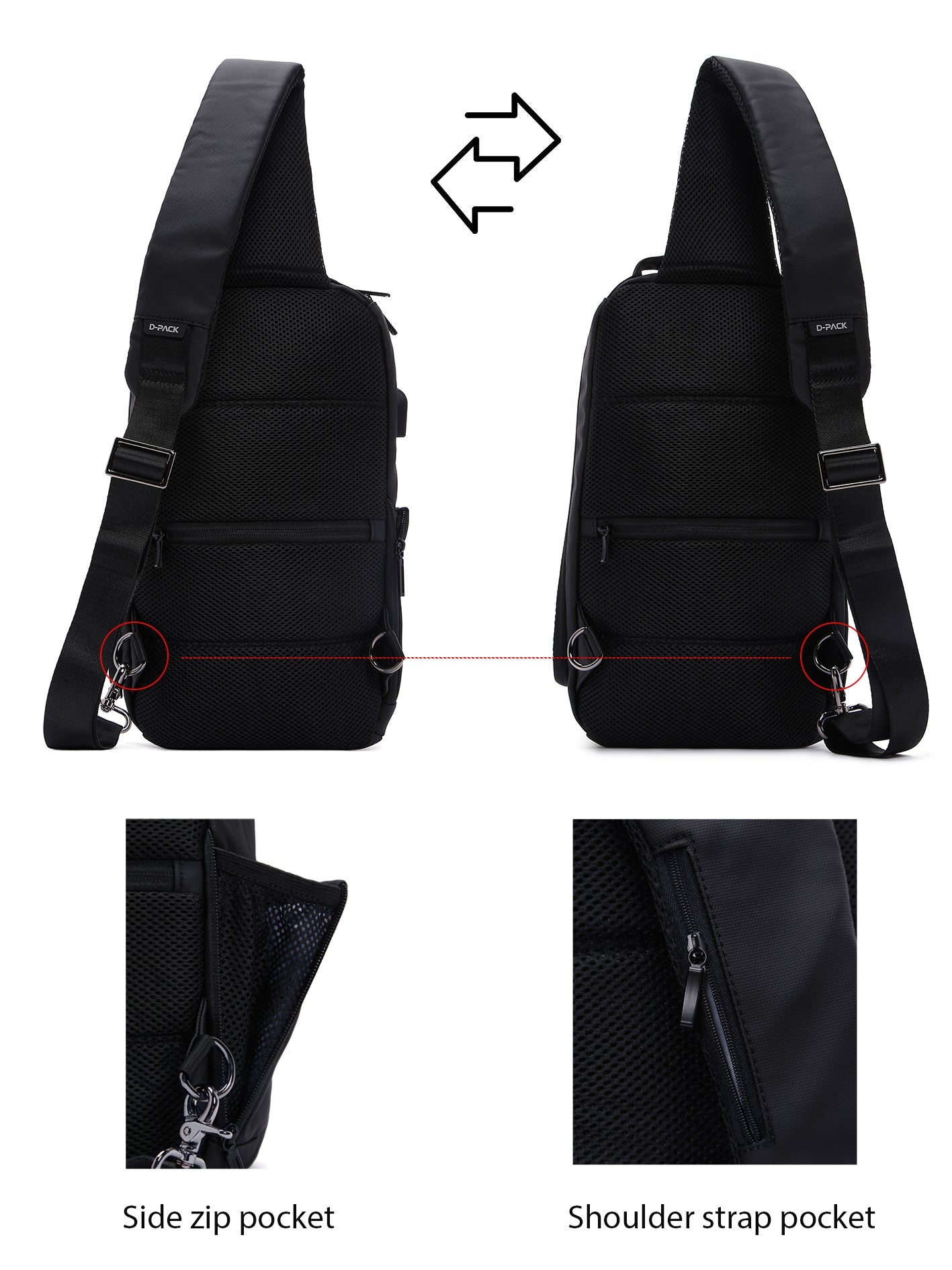 D-pack Erkek Siyah Teknolojik Kumaş Çapraz Çanta