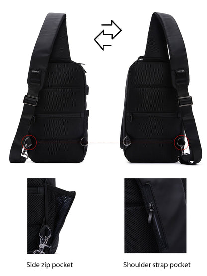 D-pack Erkek Siyah Teknolojik Kumaş Çapraz Çanta