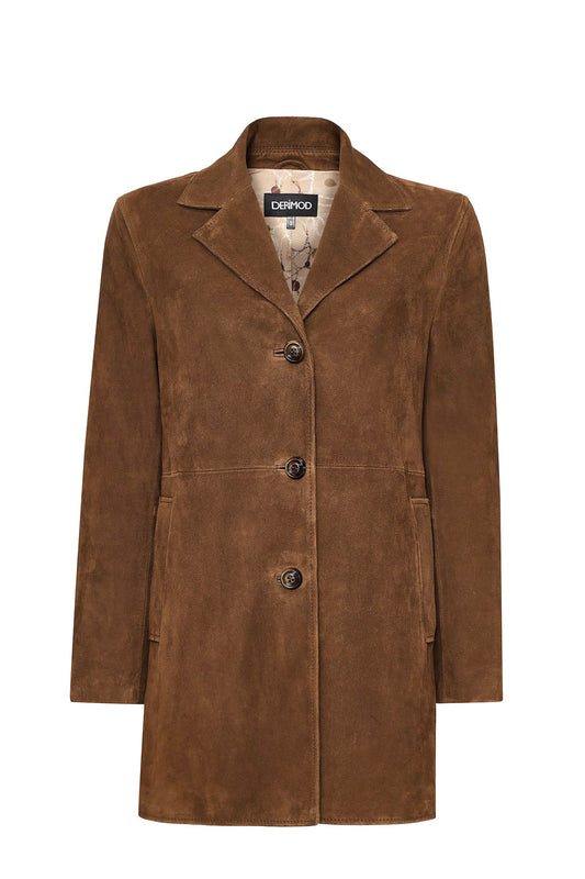 Pamela Kadın Kahverengi Süet Deri Kaban