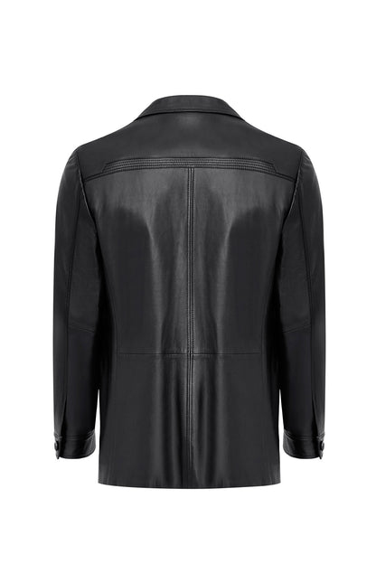 Kevin Erkek Siyah Blazer Deri Ceket