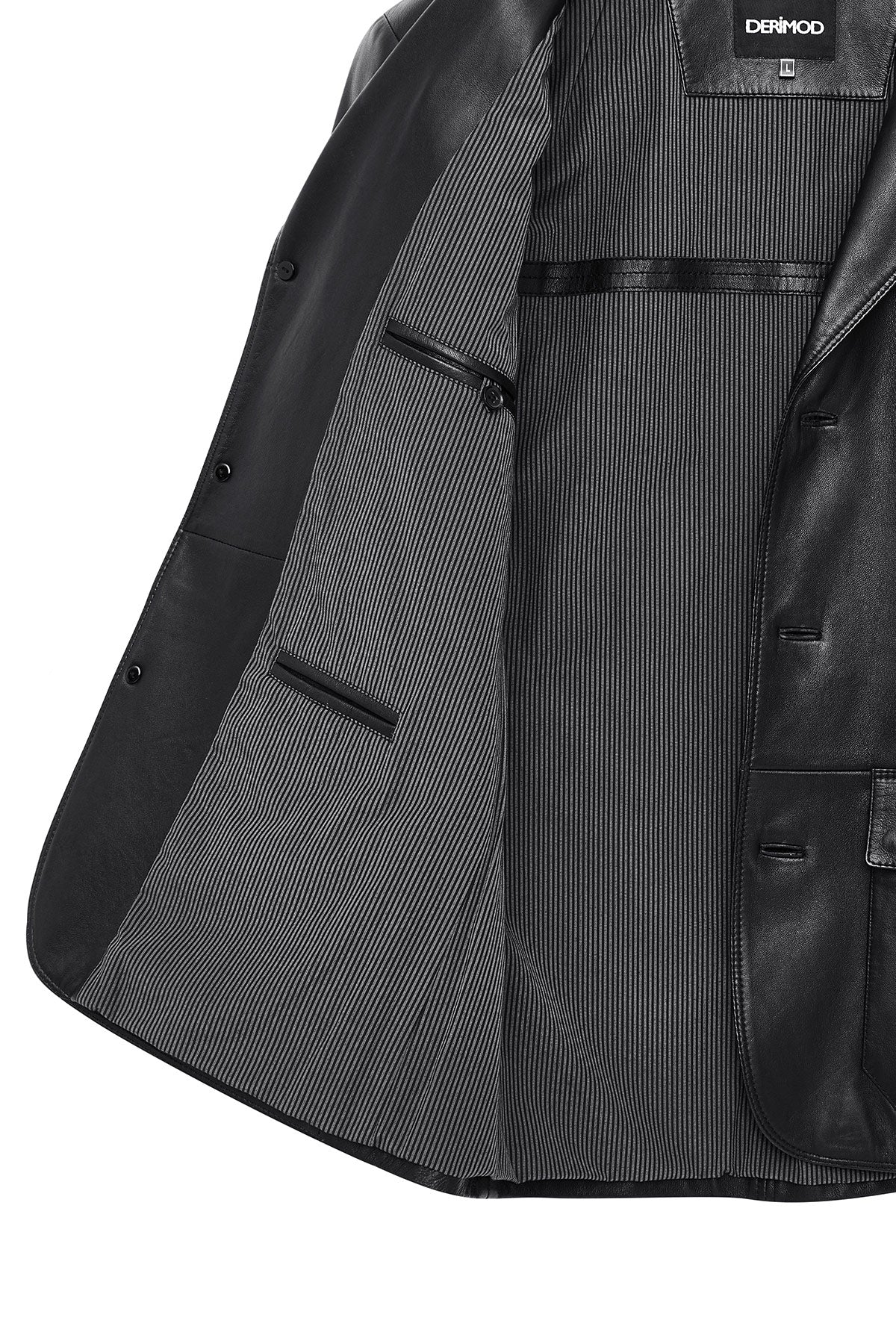 Kevin Erkek Siyah Blazer Deri Ceket