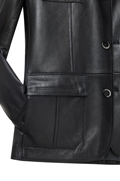 Kevin Erkek Siyah Blazer Deri Ceket