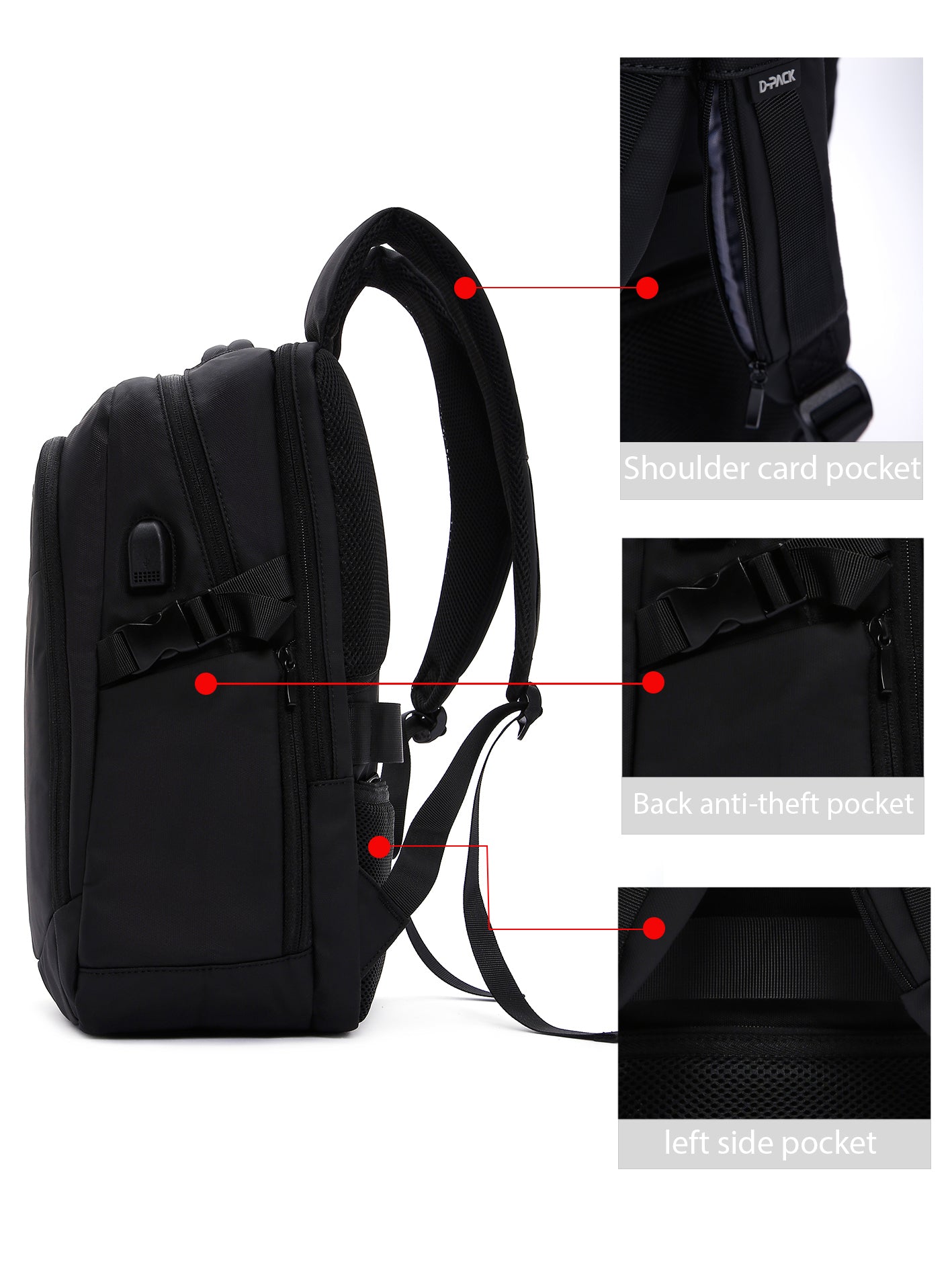 D-pack Erkek Siyah Teknolojik Kumaş Sırt Çantası