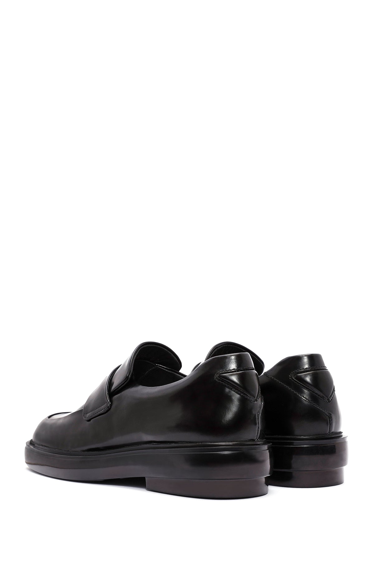 Kadın Siyah Deri Maskülen Loafer