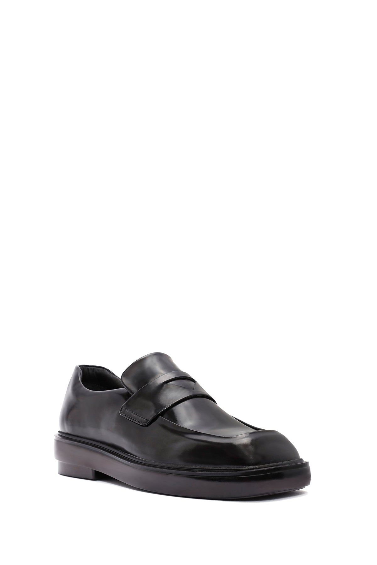 Kadın Siyah Deri Maskülen Loafer