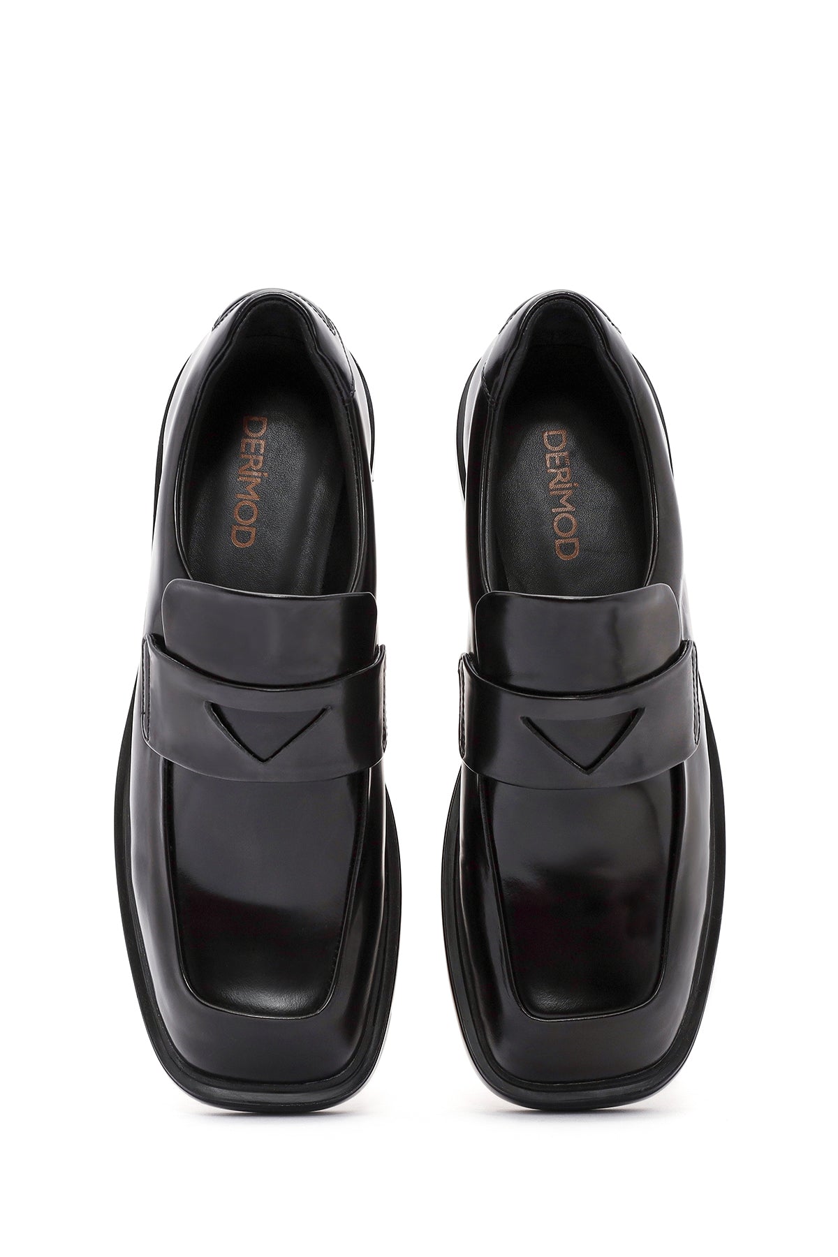 Kadın Siyah Deri Maskülen Loafer