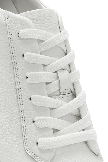Erkek Beyaz Bağcıklı Kalın Tabanlı Deri Sneaker