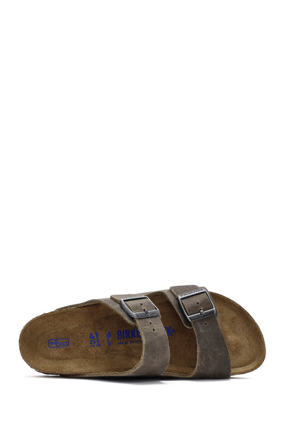 Birkenstock Erkek Haki Arizona Çift Tokalı Nubuk Deri Terlik