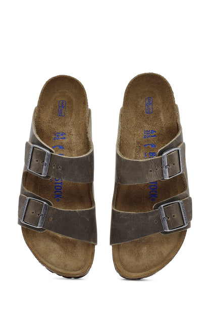 Birkenstock Erkek Haki Arizona Çift Tokalı Nubuk Deri Terlik
