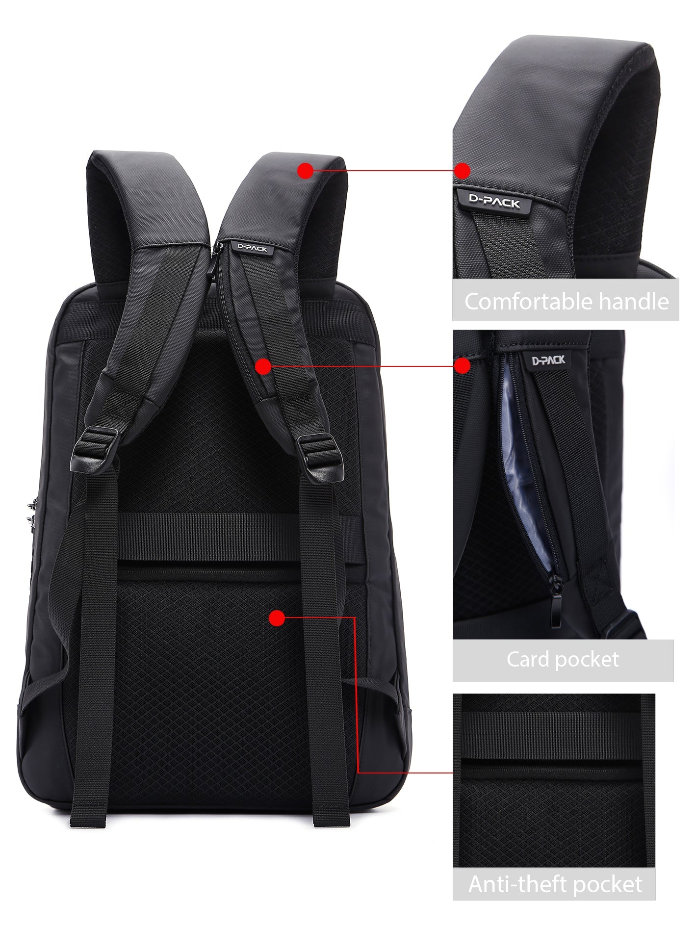 D-pack Erkek Siyah Teknolojik Hardcase Sırt Çantası