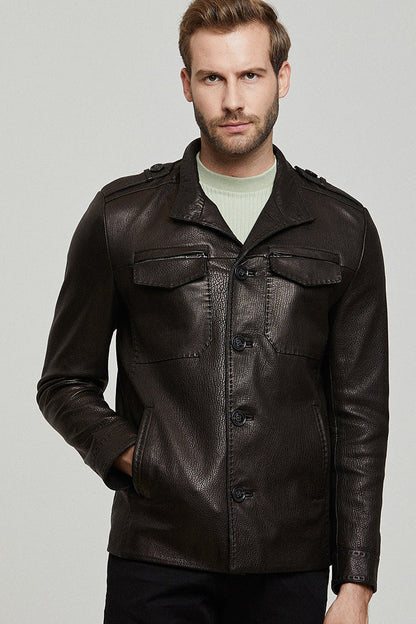 Moreno Erkek Siyah Spor Blazer Deri Ceket
